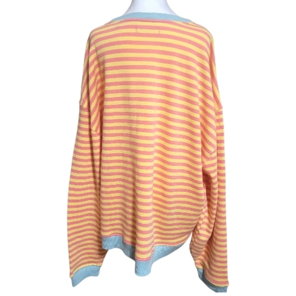 We The Free Classic Oversized Striped Crewneck, L, Tangerine Combo, NWOT - Picture 5 of 10